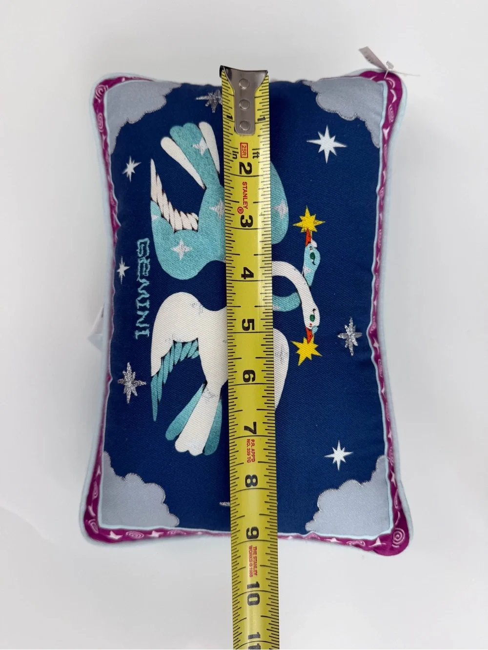 Lou Benesch Anthropologie Stargazer Zodiac Gemini Embroidered Mini Accent Pillow
